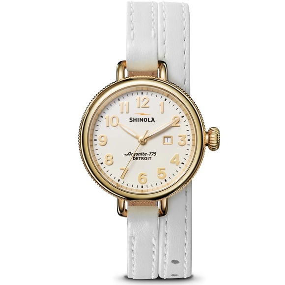 Shinola Accessories - TWO BANDS INCLUDED Shinola The Birdy Double Wrap White Leather Strap Watch